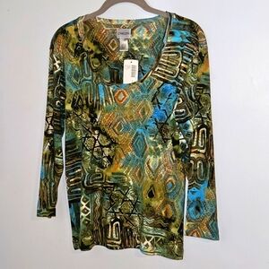 Chico's Scoopneck 3/4 Sleeve Pullover Teeshirt Top Size 1 (Med/8)